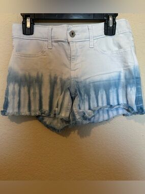 Abercrombie Girls Tie-Dye White Blue Denim Shorts Size 11/12 Regular